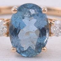 1.24 Ct Oval Natural Aquamarine 14K Gold Ring