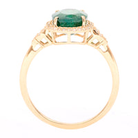 2.40 Ct Oval Mixed Cut Natural Emerald 14K Gold Ring
