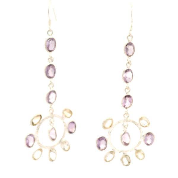 17.78 Ct Citrine, Amethyst 925 Sterling Silver Earrings