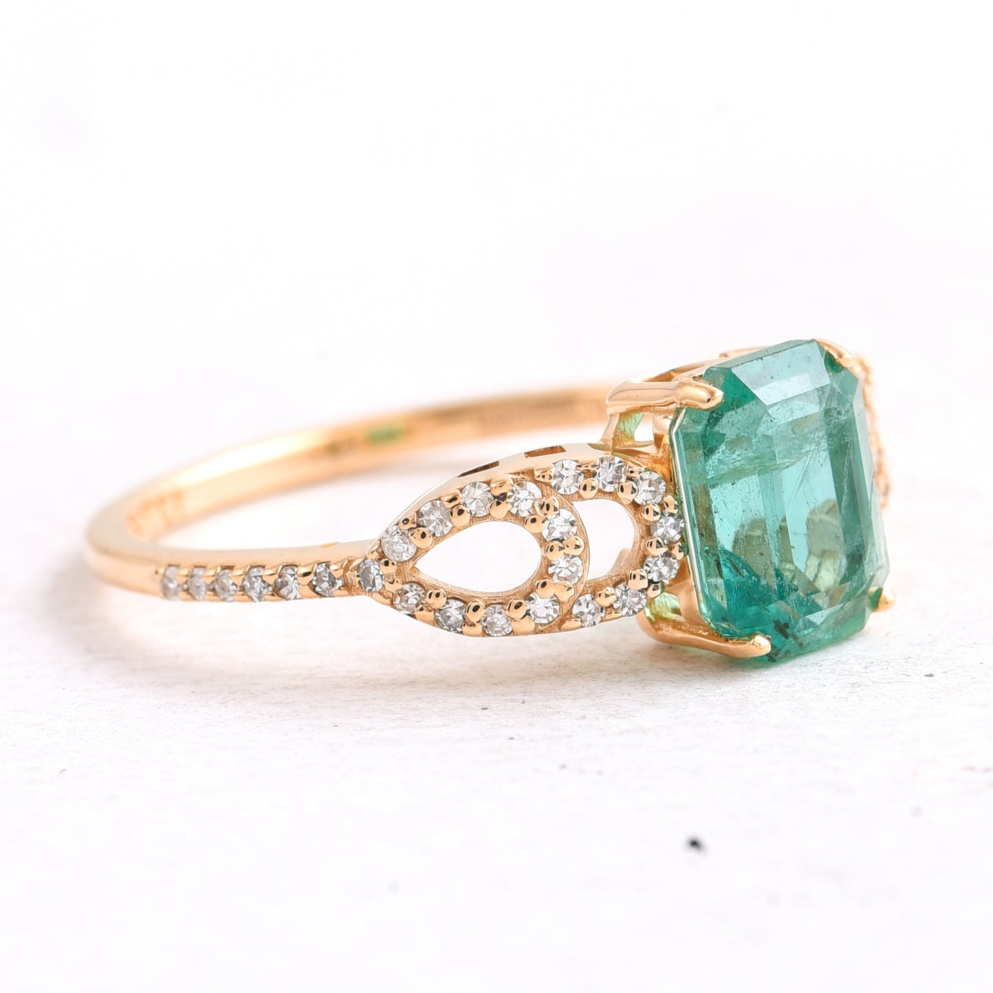 1.56 Ct Octagon Step Cut Natural Emerald 14K Gold Ring