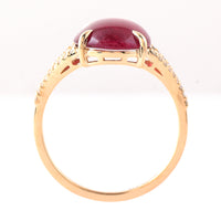 4.40 Ct Oval Cabochon Cut Natural Pink Tourmaline 14K Gold Ring