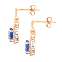 2.94 Ct Oval Mixed Cut Natural Sapphire 14K Gold Earrings