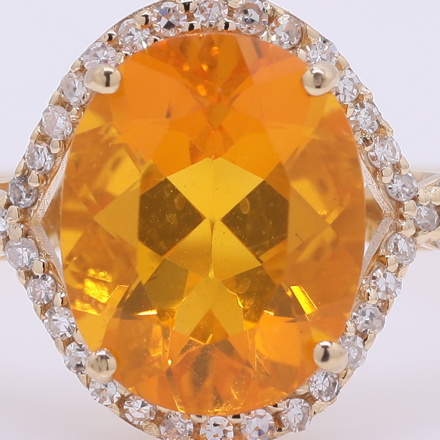 1.83 Ct Oval Mixed Cut Natural Fire Opal 14K Gold Ring