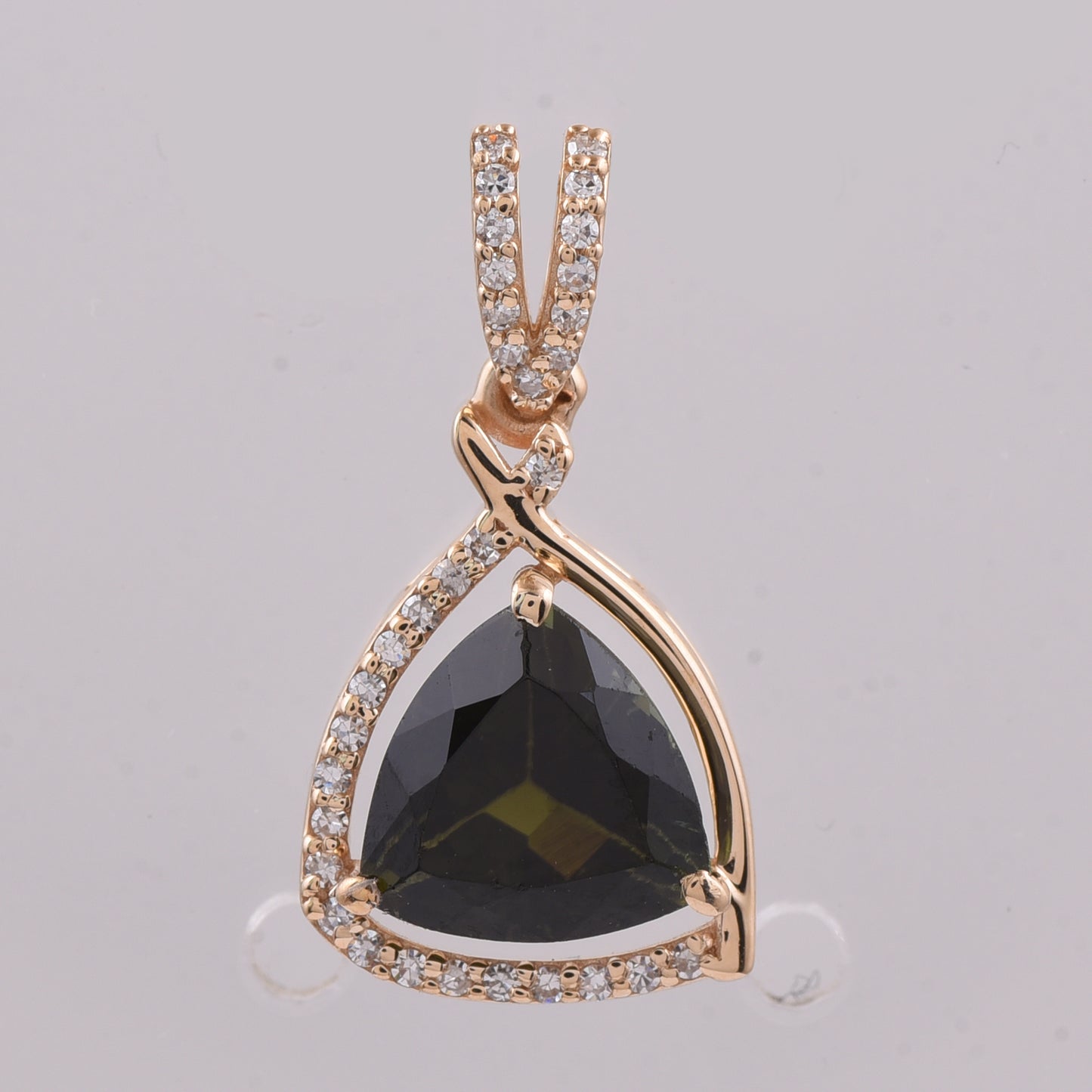 2.10 Ct Triangle Natural Tourmaline 14K Gold Pendant