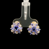 2.65 Ct Trillion Tanzanite 14K Gold Earrings