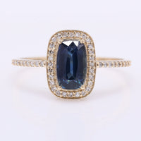 1.58 Ct Cushion Mixed Cut Natural Sapphire 14K Gold Ring