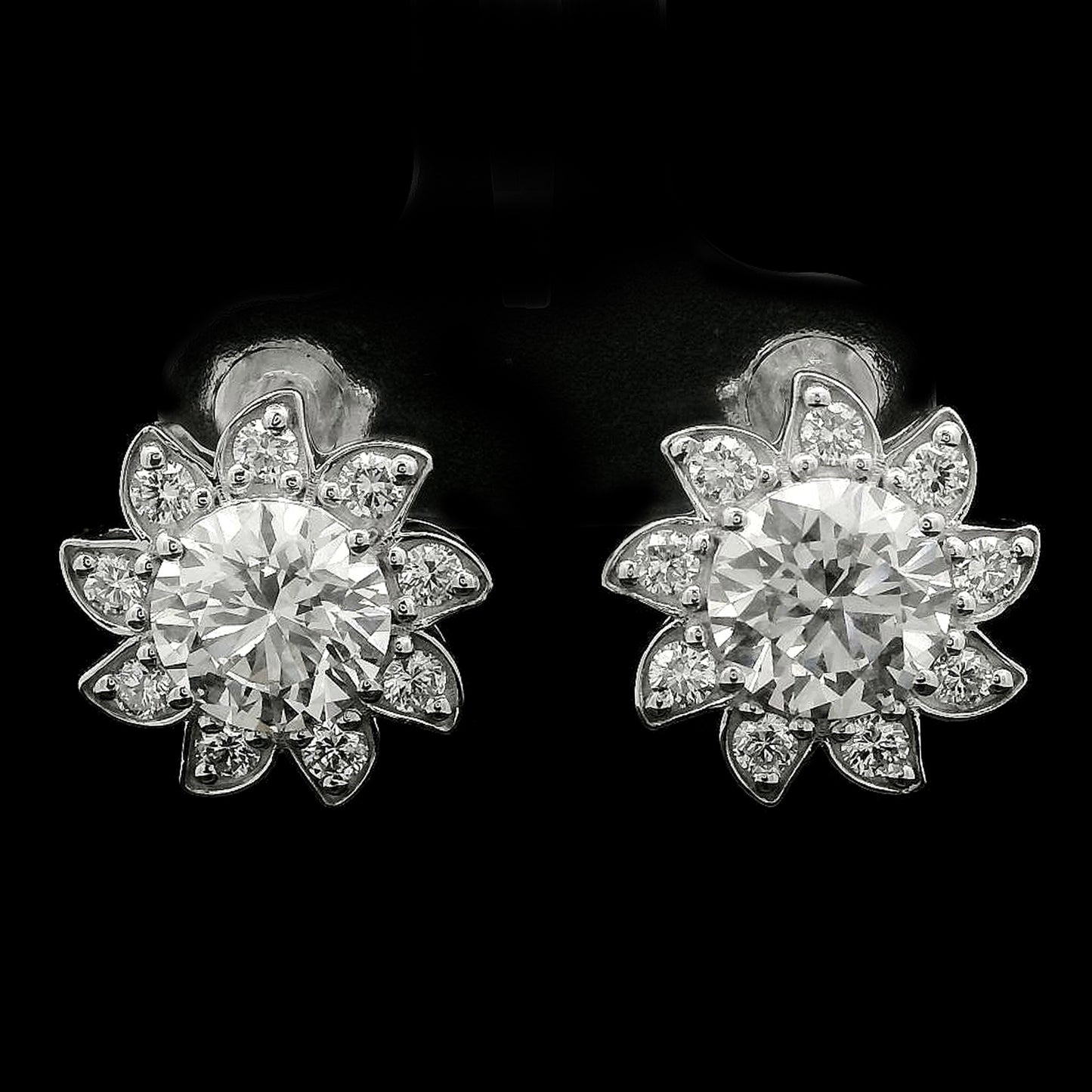 3.66 Carats Lab Grown Diamond 14K Gold Earrings