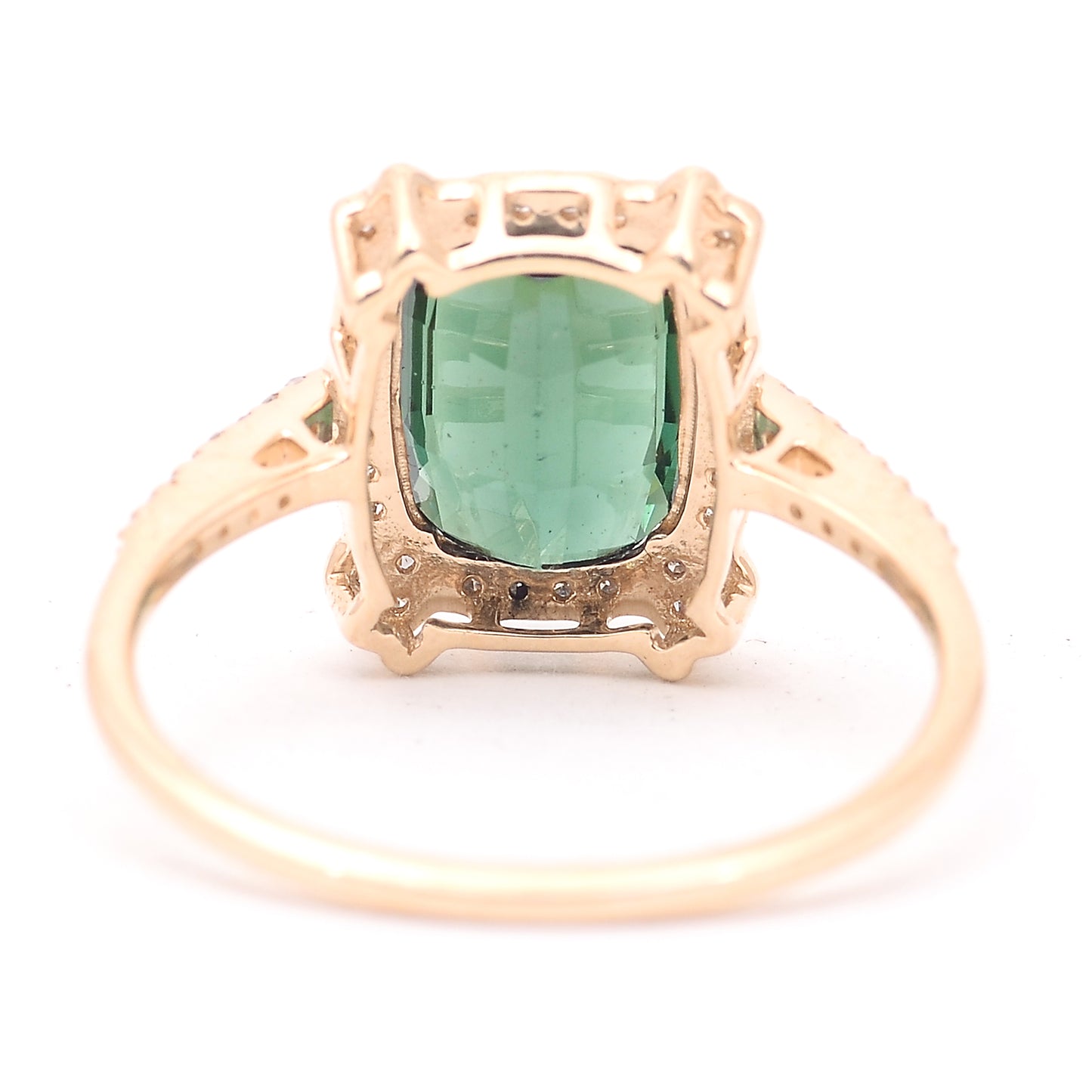 2.49 Ct Cushion Mixed Cut Natural Tourmaline 14K Gold Ring
