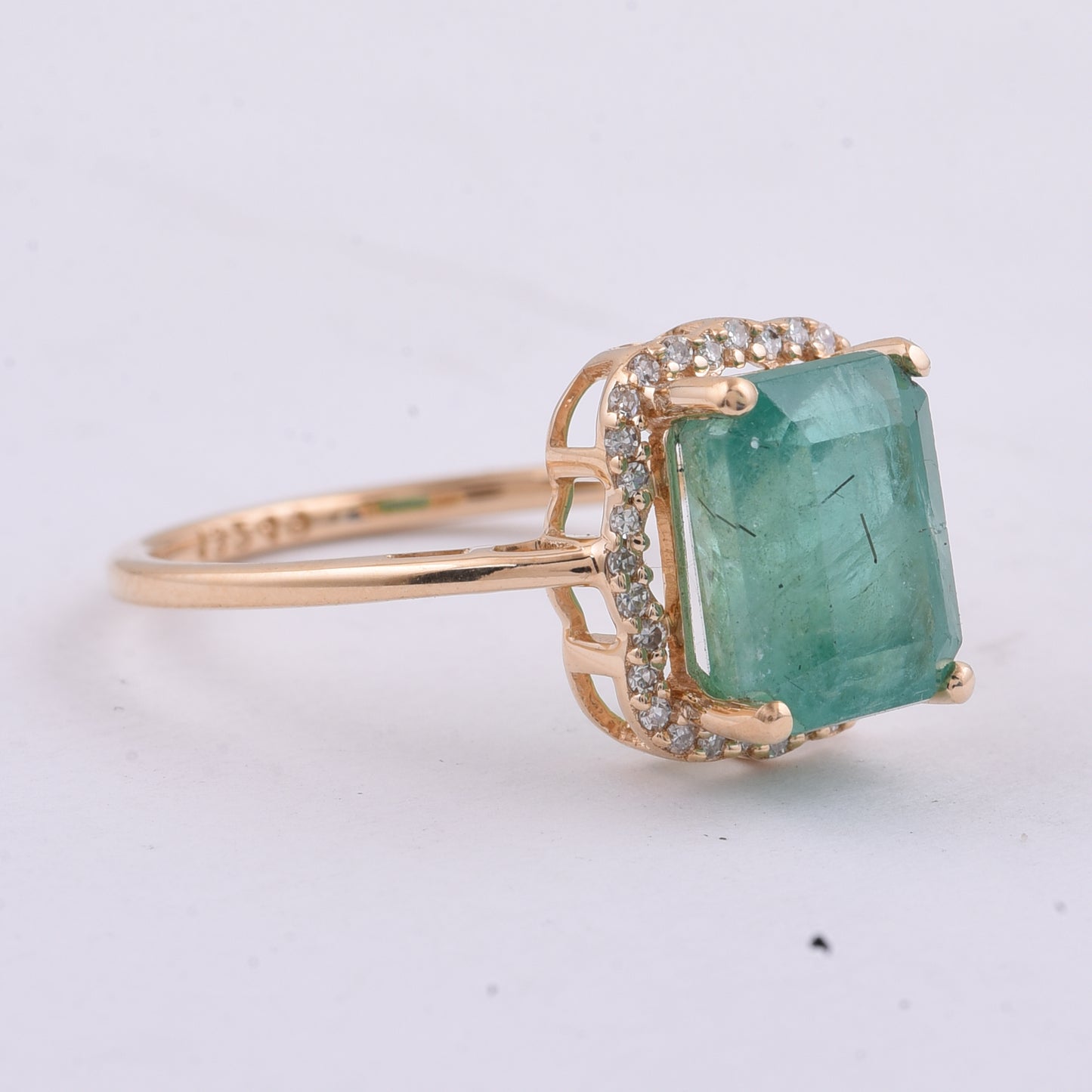 3.27 Ct Octagon Step Cut Natural Emerald 14K Gold Ring