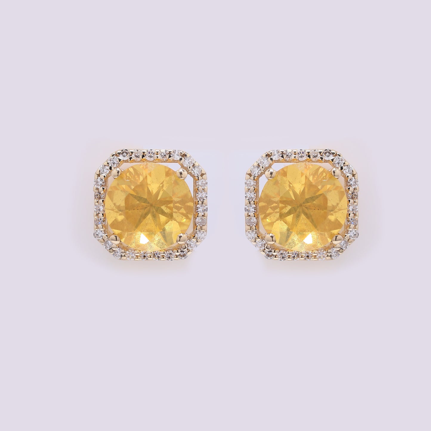 1.72 Ct Round Mixed Cut Natural Fire Opal 14K Gold Earrings