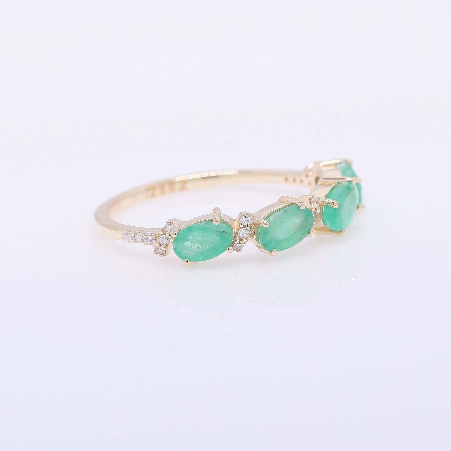 1.01 Ct Oval Mixed Cut Natural Emerald 14K Gold Ring