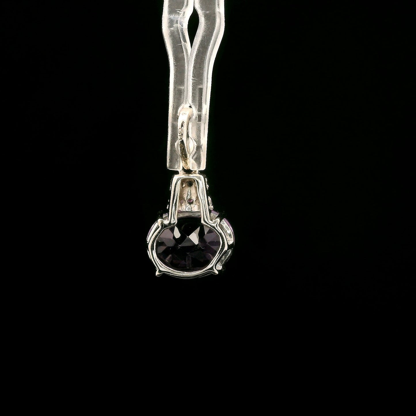 2.53 Ct Oval Amethyst, White Zircon 925 Sterling Silver Pendant