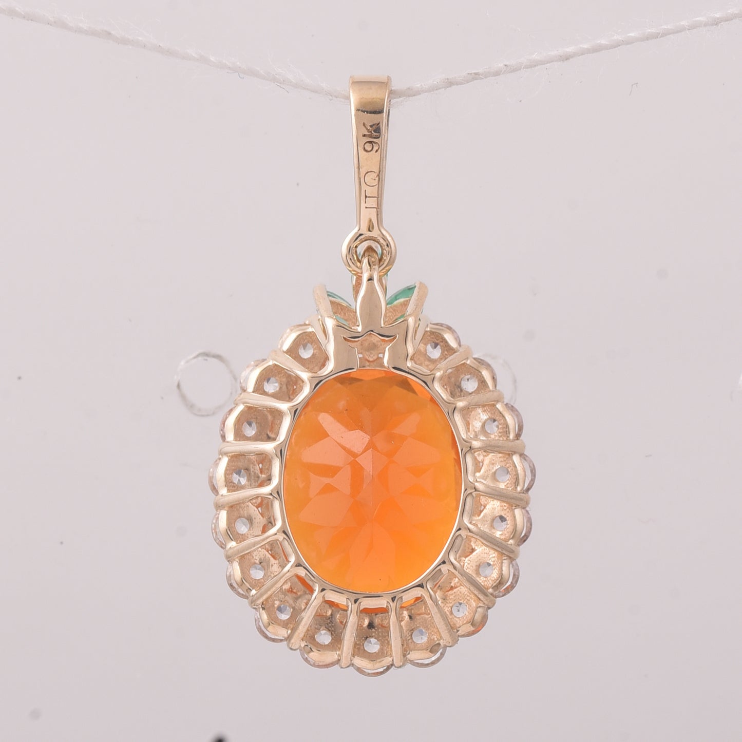 3.46 Ct Oval Fire Opal 9K Gold Pendant