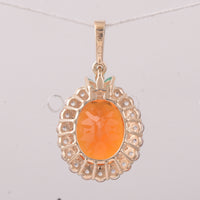 3.46 Ct Oval Fire Opal 9K Gold Pendant