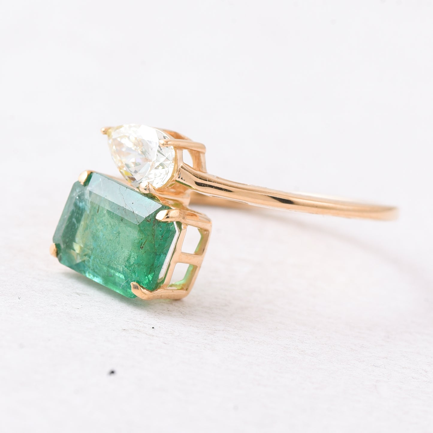 1.91 Ct Octagon Step Cut Natural Emerald 14K Gold Ring