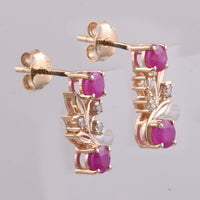 1.47 Ct Round Natural Ruby 14K Gold Earrings