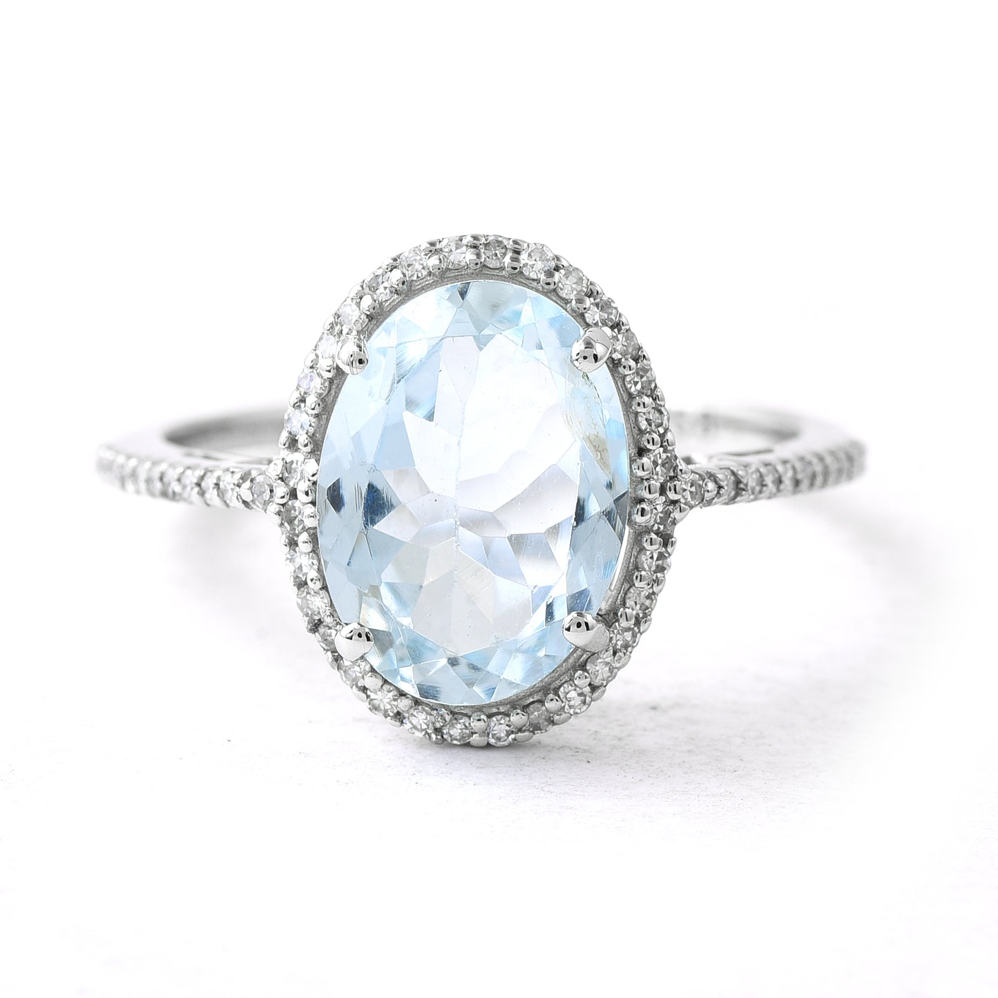 2.48 Ct Oval Aquamarine 950 Platinum Ring