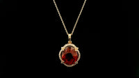 6.03 Ct Oval Hessonite 14K Gold Pendant