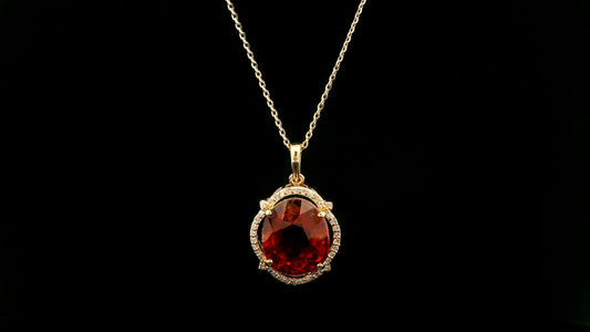 6.03 Ct Oval Hessonite 14K Gold Pendant