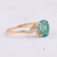 1.51 Ct Oval Natural Emerald 14K Gold Ring