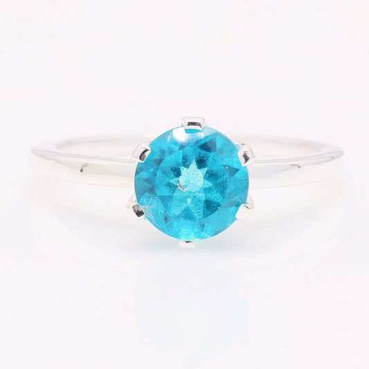 2.34 Ct Round Paraiba Topaz 925 Silver Ring