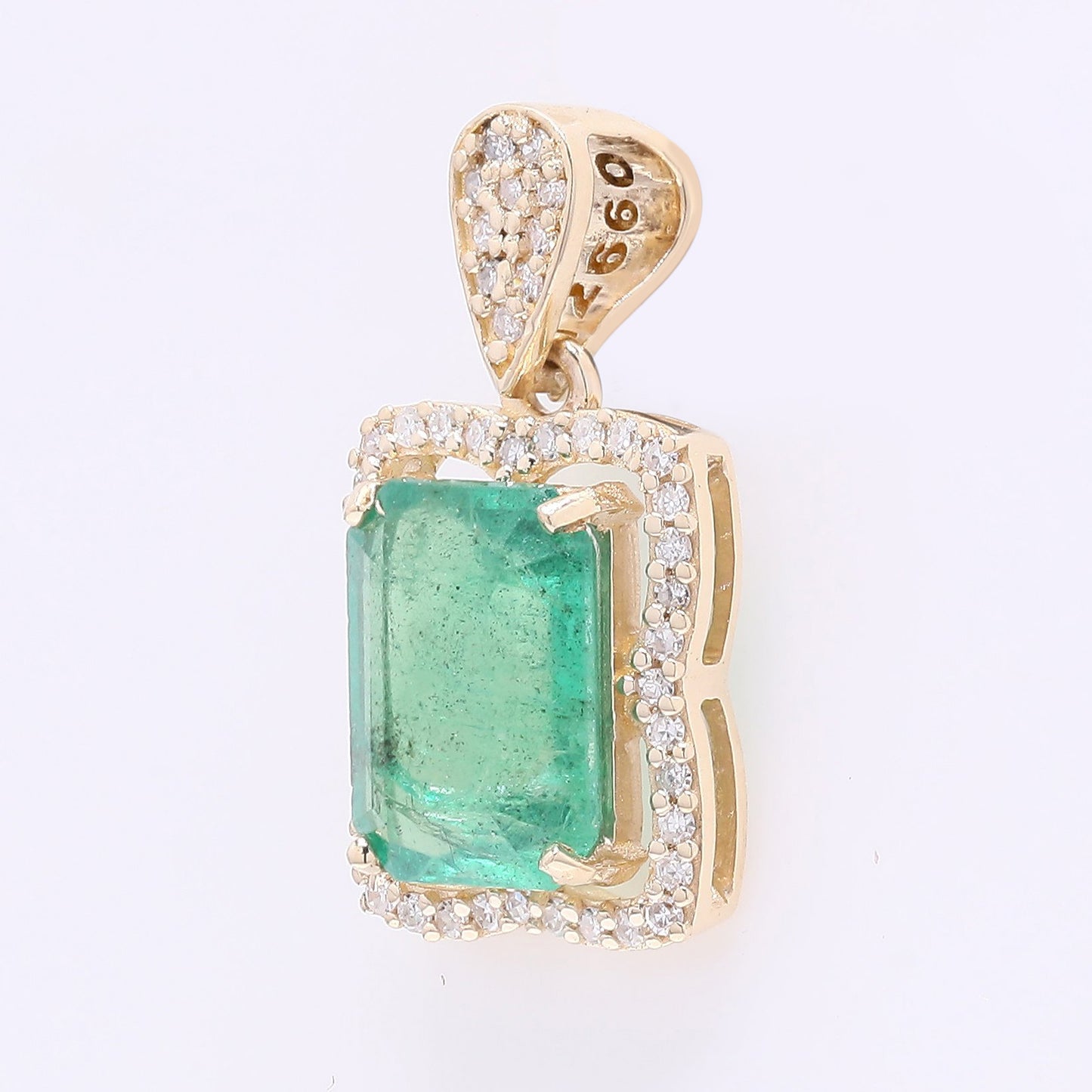 1.94 Ct Octagon Step Cut Natural Emerald 14K Gold Pendant