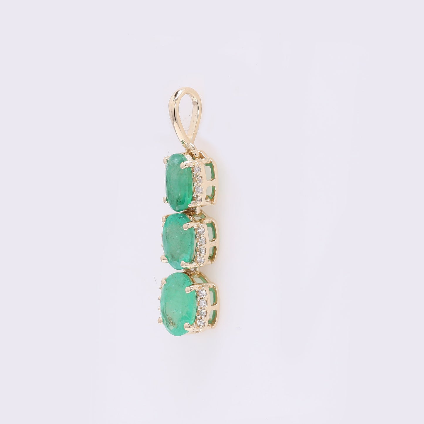 1.62 Ct Oval Mixed Cut Natural Emerald 14K Gold Pendant
