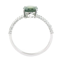 1.93 Ct Oval Mixed Cut Natural Green Sapphire 950 Platinum Ring