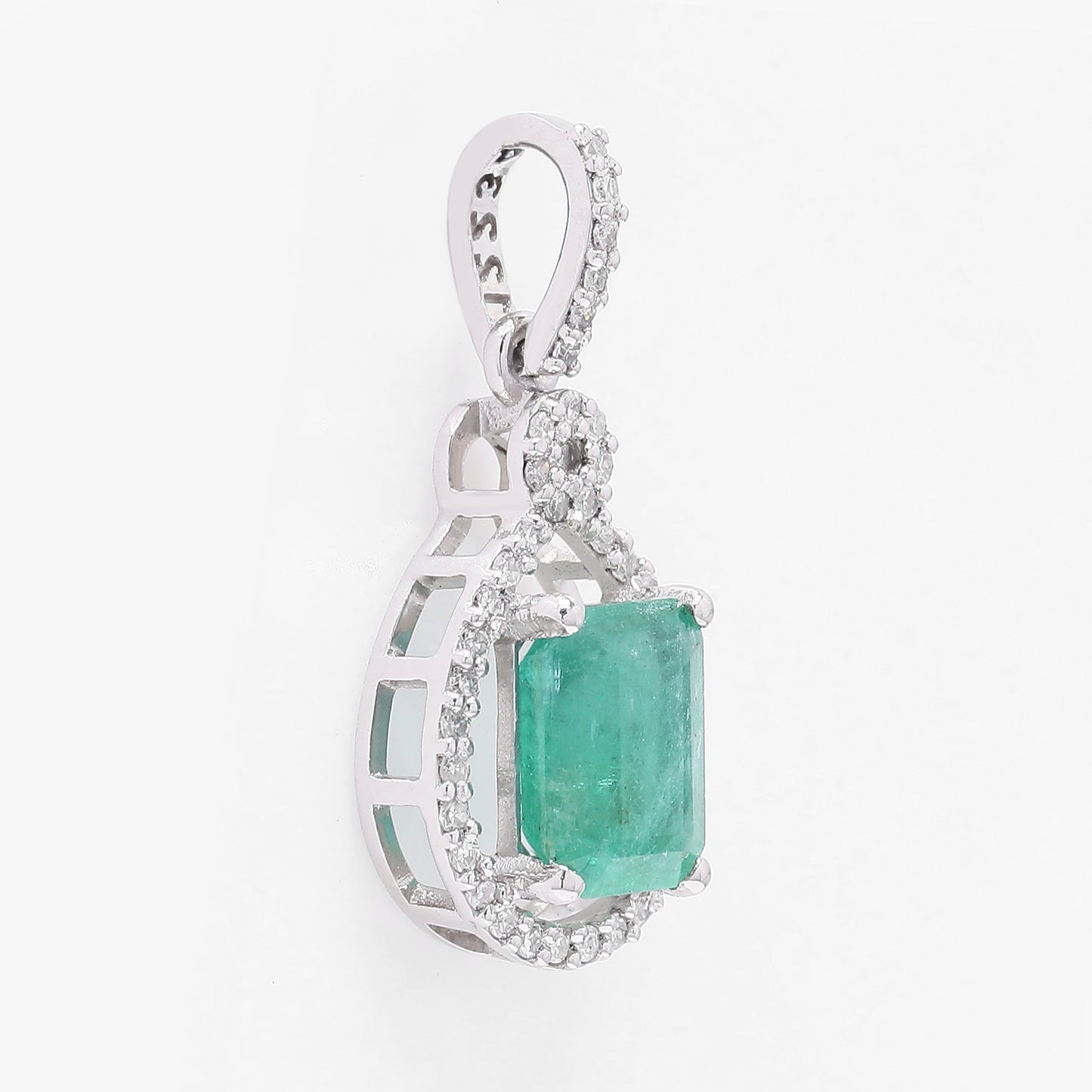 1.20 Ct Octagon Step Cut Natural Emerald 950 Platinum Pendant