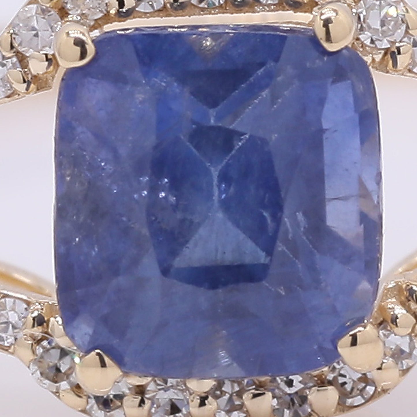 1.61 Ct Cushion Mixed Cut Natural Sapphire 14K Gold Ring