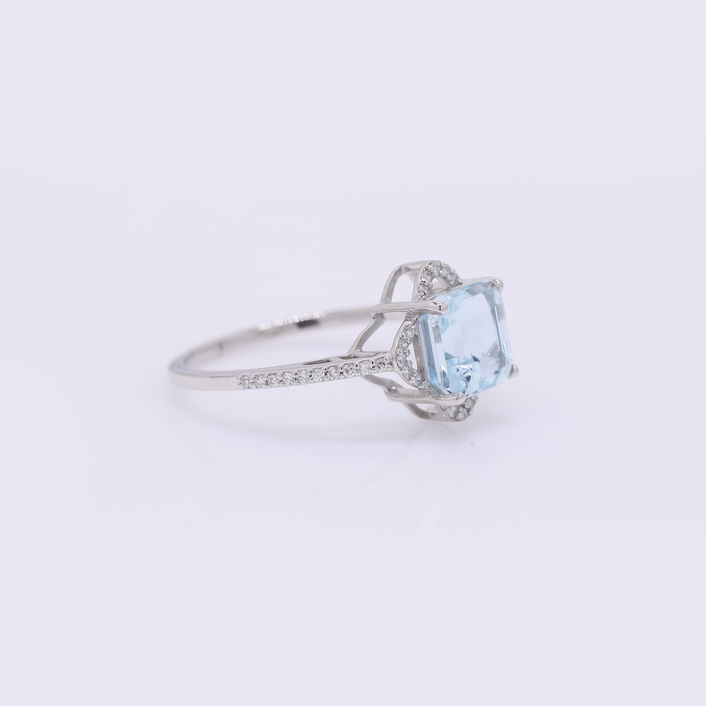 1.98 Ct Octagon Step Cut Natural Aquamarine 950 Platinum Ring