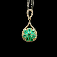 1.17 Ct Round Emerald 14K Gold Pendant