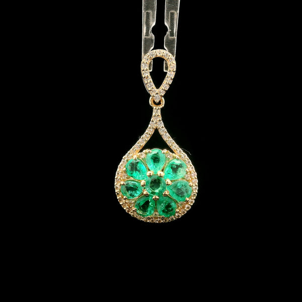 1.17 Ct Round Emerald 14K Gold Pendant