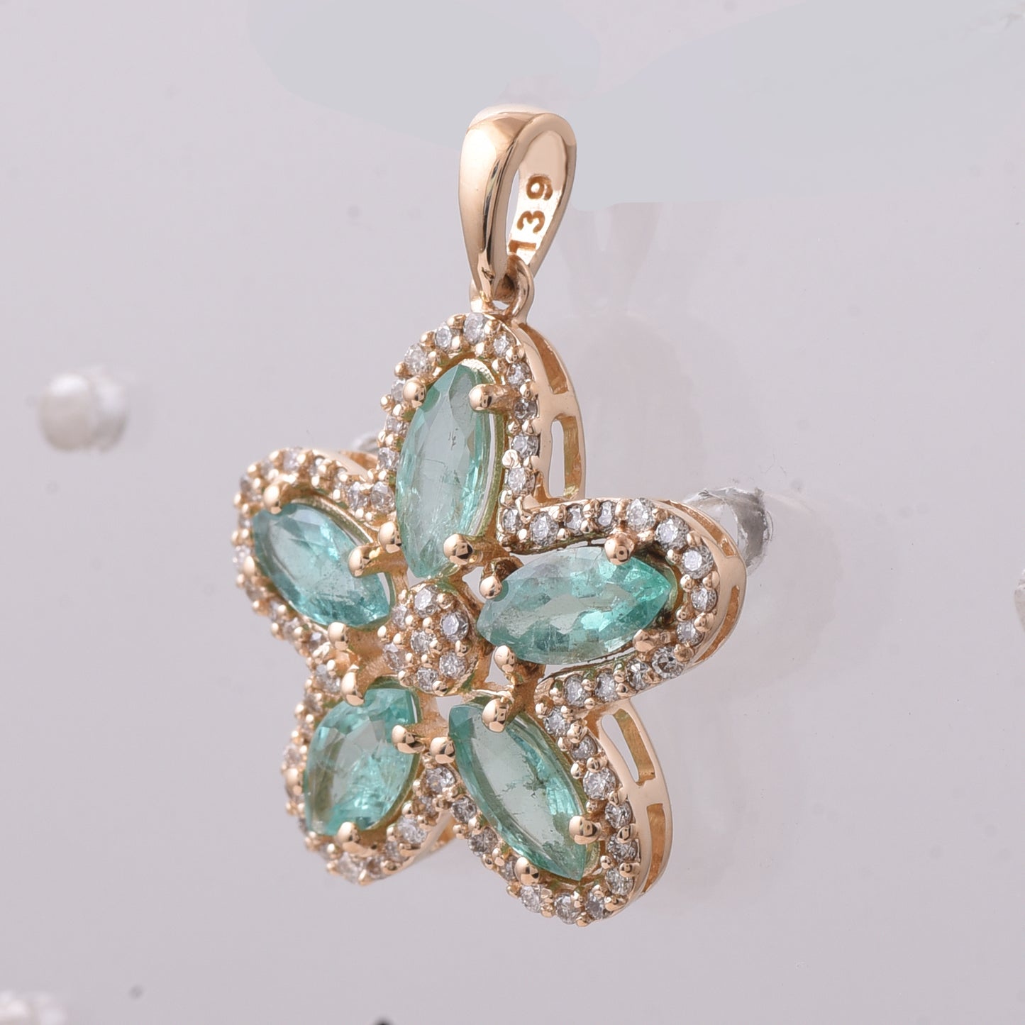 2.58 Ct Marquise Mixed Cut Natural Emerald 14K Gold Pendant