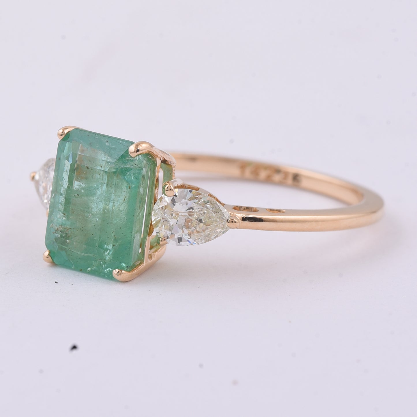 2.66 Ct Octagon Step Cut Natural Emerald 14K Gold Ring