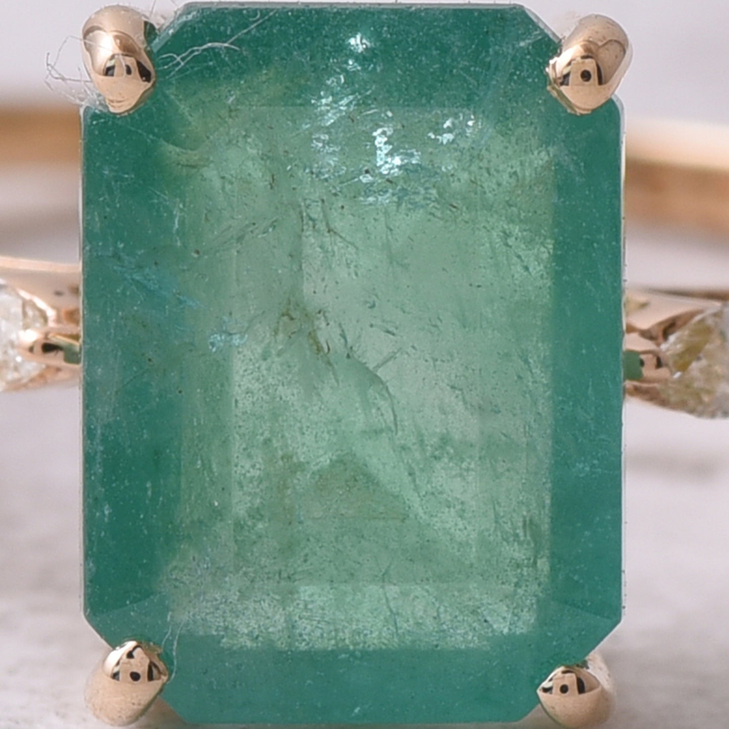 2.52 Ct Octagon Step Cut Natural Emerald 14K Gold Ring