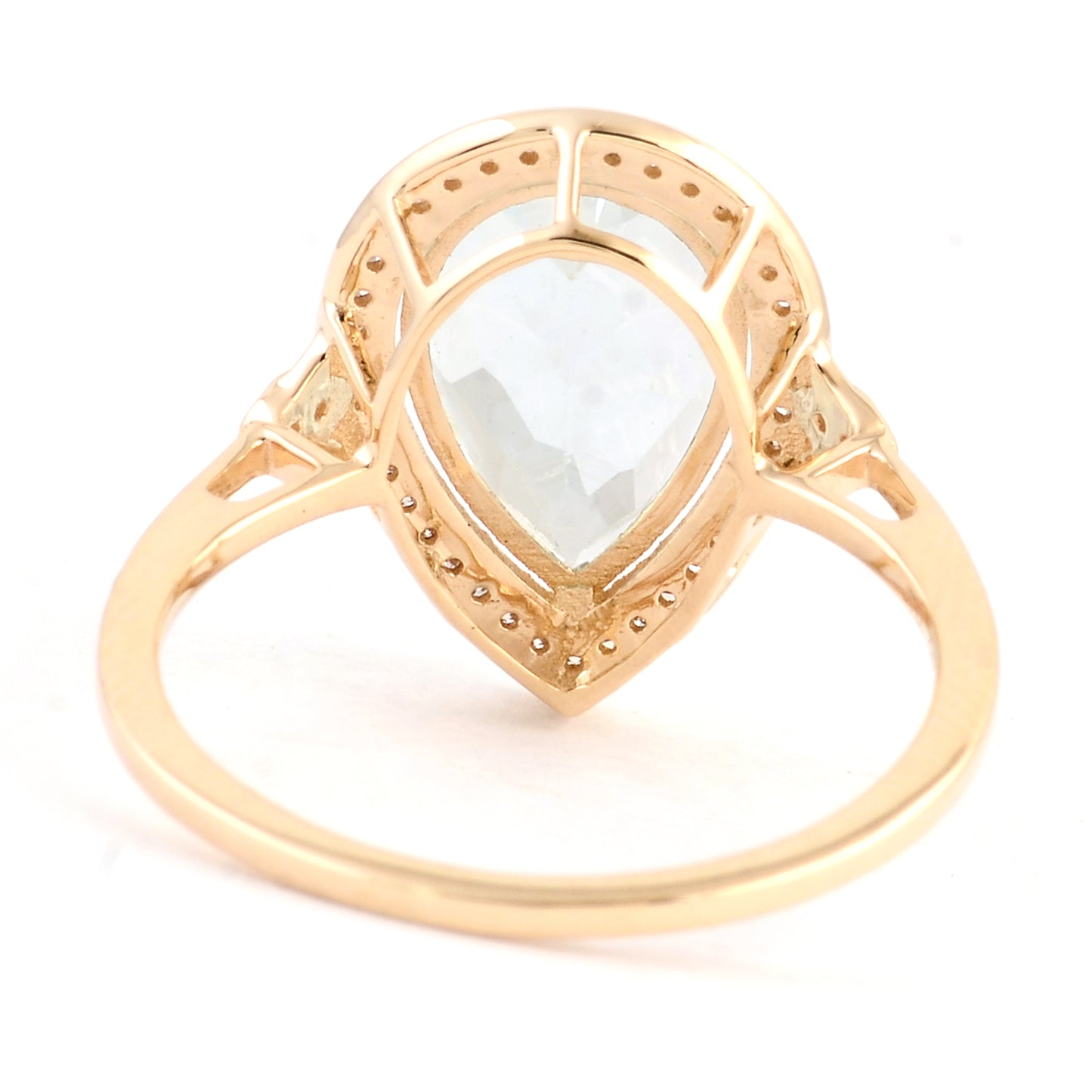 2.93 Ct Pear Mixed Cut Natural Beryl Aquamarine 14K Gold Ring