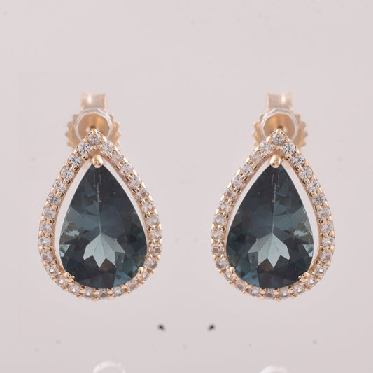 2.54 Ct Pear Tourmaline 9K Gold Earrings