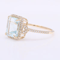 2.63 Ct Octagon Step Cut Natural Aquamarine 14K Gold Ring