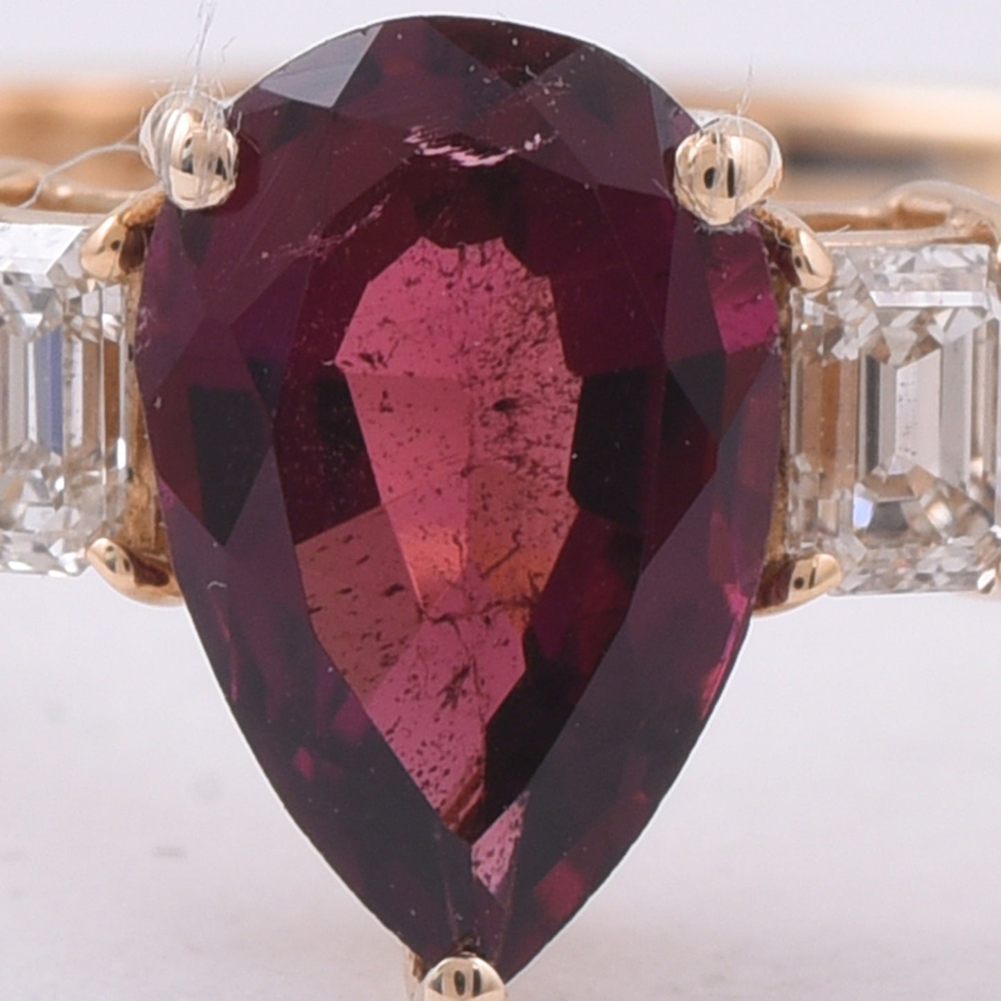 1.09 Ct Pear Natural Pink Tourmaline 14K Gold Ring