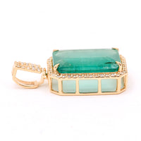 5.79 Ct Octagon Natural Emerald 14K Gold Pendant