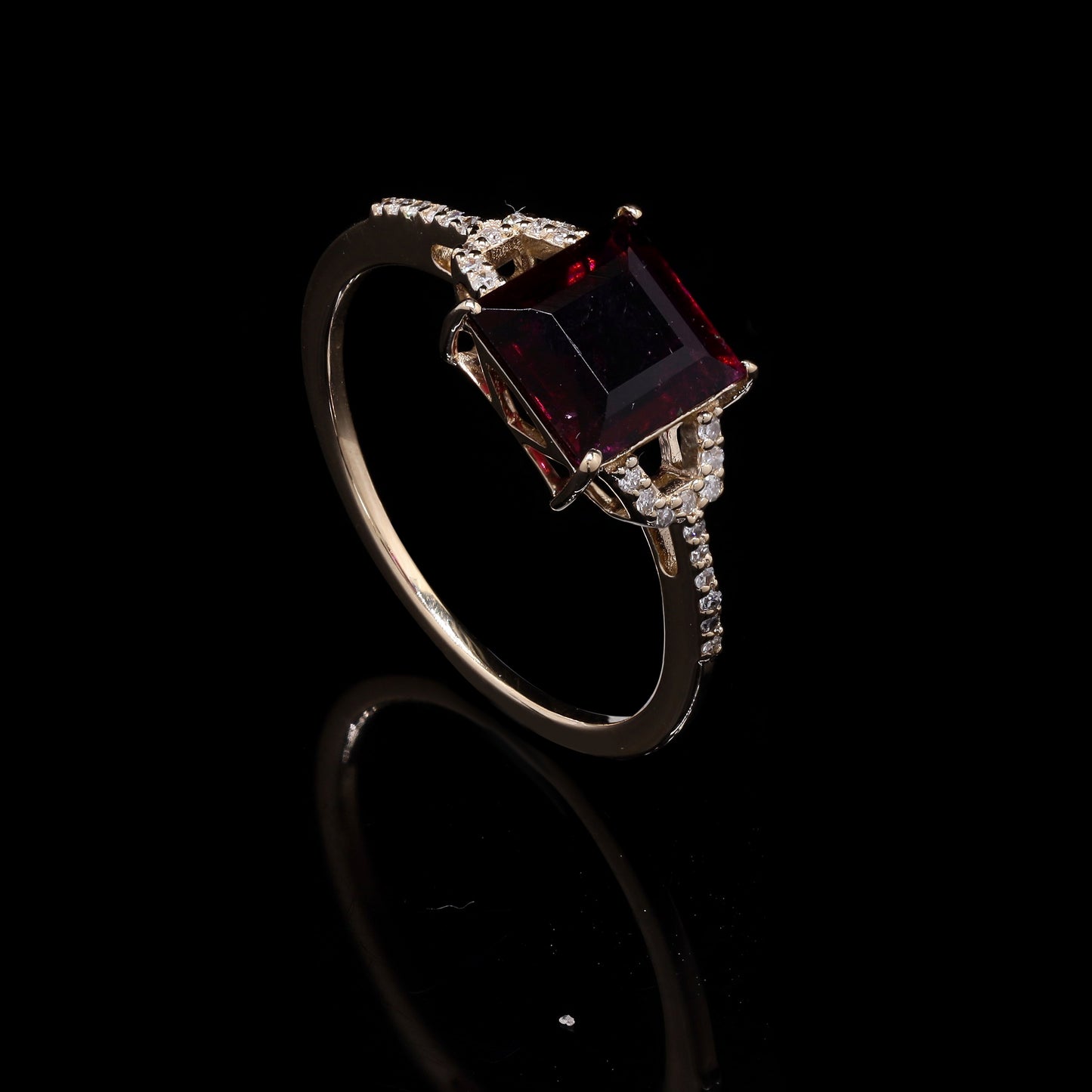 1.50 Ct Square Step Cut Natural Tourmaline 14K Gold Ring
