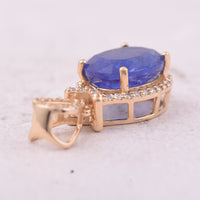 3.52 Ct Oval Mixed Cut Natural Tanzanite 14K Gold Pendant
