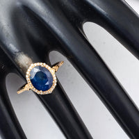 3.42 Ct Oval Mixed Cut Natural Sapphire 14K Gold Ring