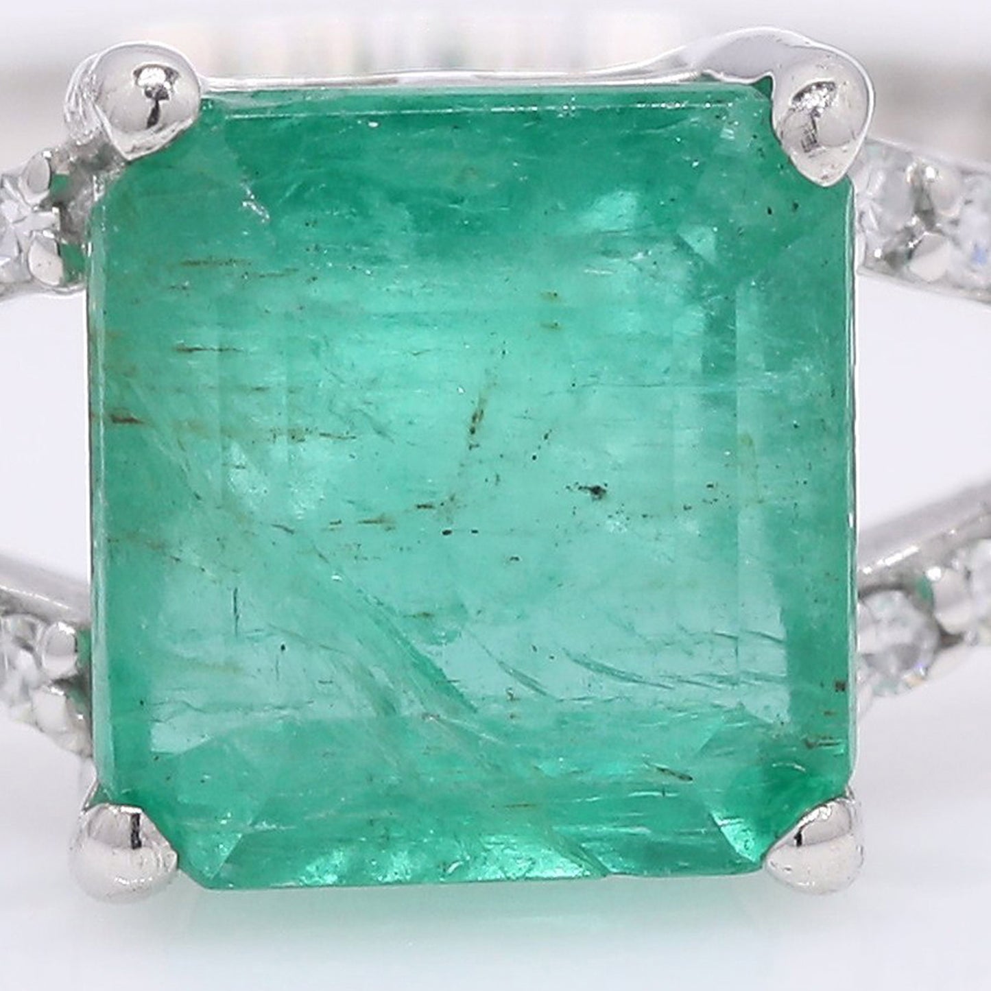1.73 Ct Octagon Step Cut Natural Emerald 950 Platinum Ring