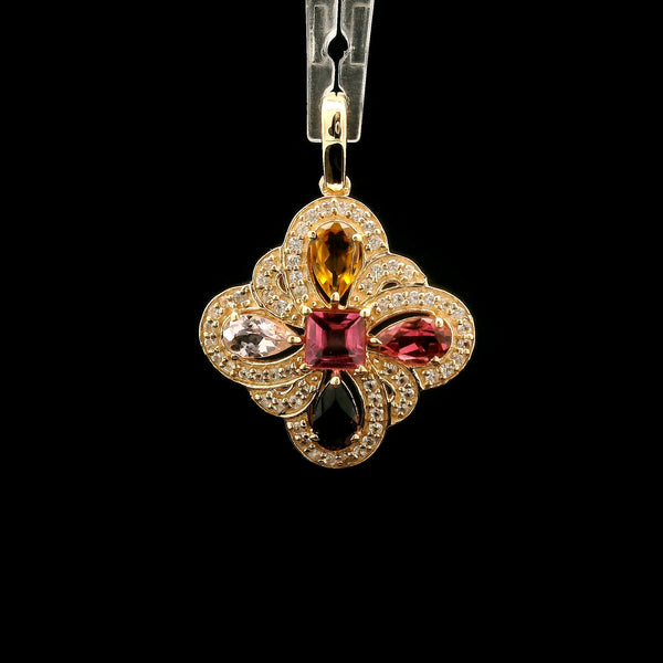 1.28 Ct Square Tourmaline 14K Gold Pendant