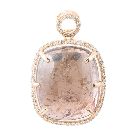 17.47 Ct Cushion Cabochon Cut Natural Tourmaline 14K Gold Pendant