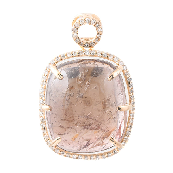 17.47 Ct Cushion Cabochon Cut Natural Tourmaline 14K Gold Pendant