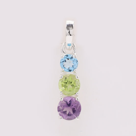 0.80 Ct Round Amethyst 925 Silver Pendant