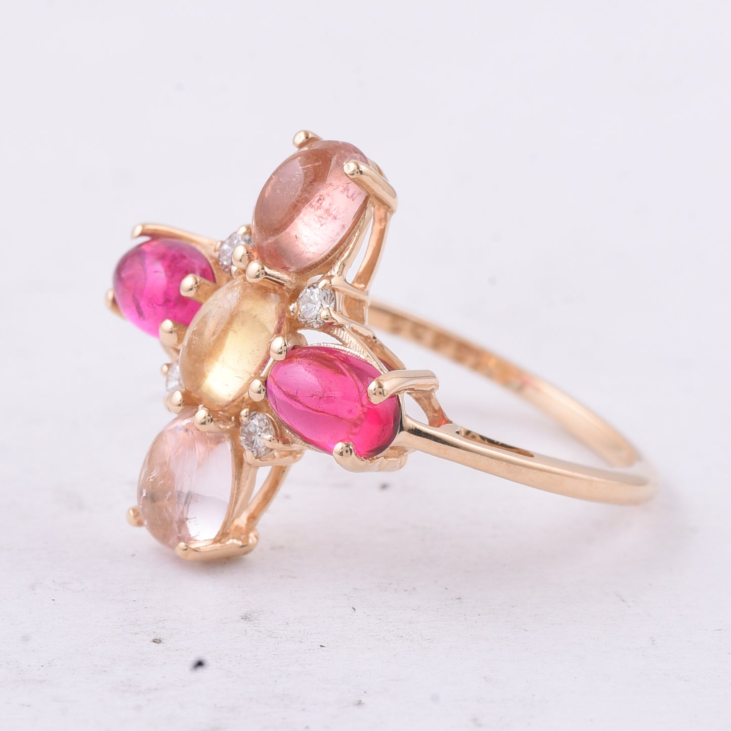 2.75 Ct Oval Natural Multi Coloured Tourmaline 14K Gold Ring